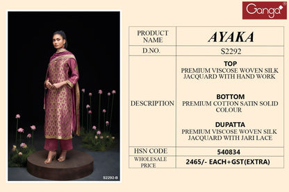Ayaka 2292 Ganga Woven Silk Plazzo Style Suits