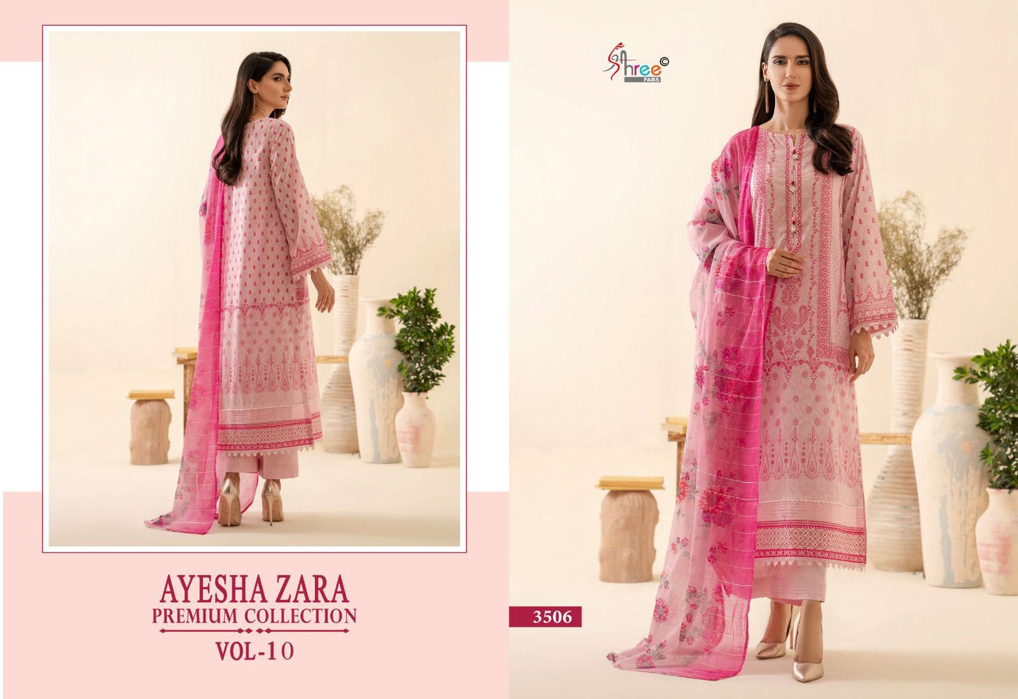 Ayesha Zara Premium Collection Vol 10 Shree Fabs Cotton Pakistani Patch Work Suits