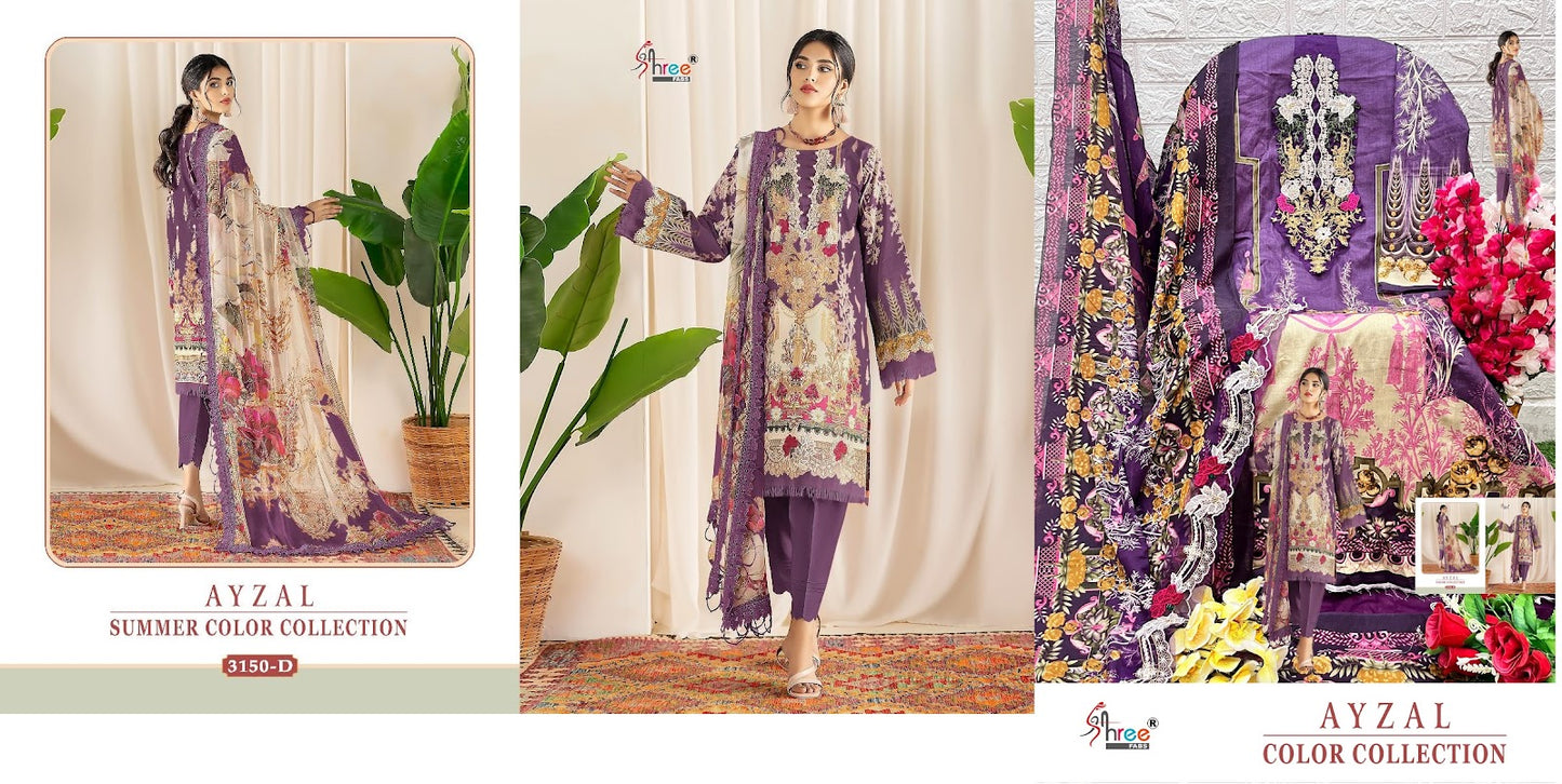 Ayzal Summer Color-3150 Shree Fabs Cotton Pakistani Salwar Suits