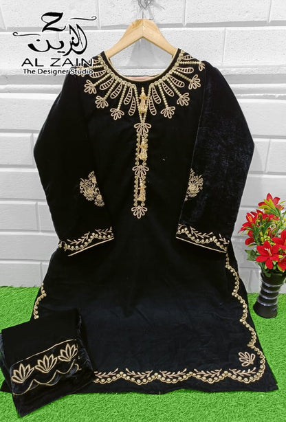 Az-272723 Al Zain Velevt Kurti Bottom Set