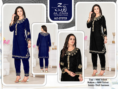 Az-272723 Al Zain Velevt Kurti Bottom Set
