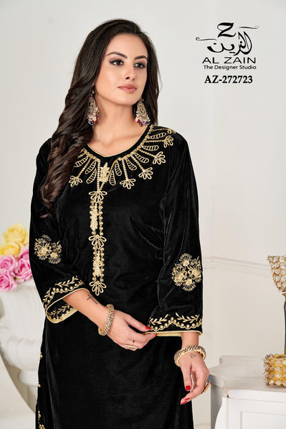 Az-272723 Al Zain Velevt Kurti Bottom Set