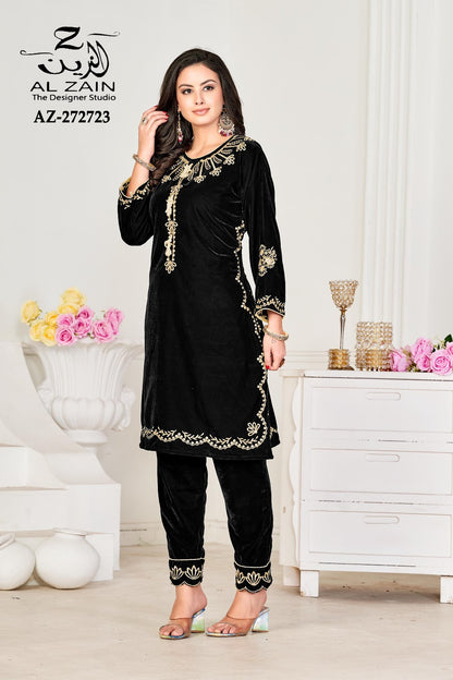 Az-272723 Al Zain Velevt Kurti Bottom Set