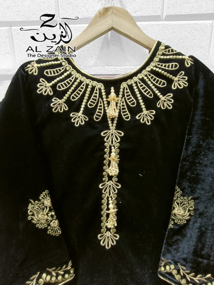 Az-272723 Al Zain Velevt Kurti Bottom Set