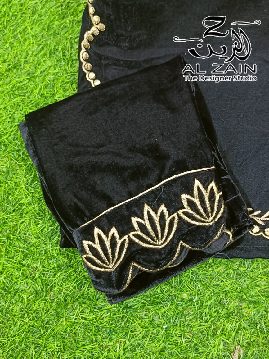 Az-272723 Al Zain Velevt Kurti Bottom Set