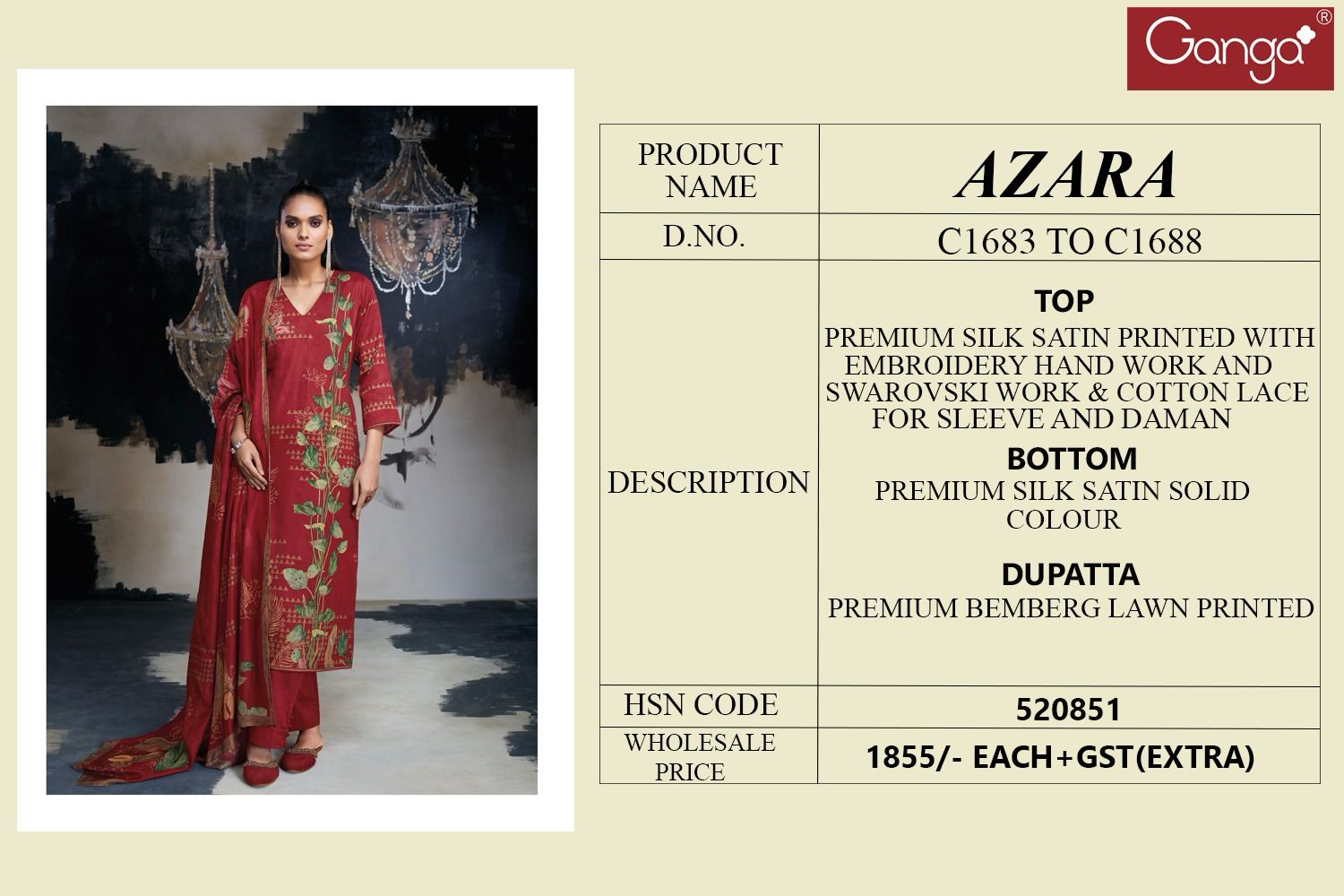 Azara Ganga Silk Satin Plazzo Style Suits
