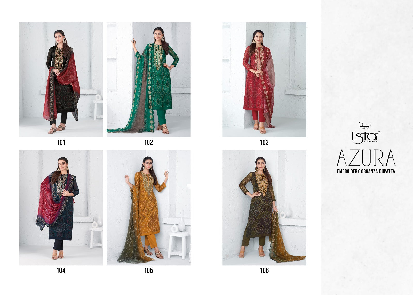 Azura Esta Sahiba Organza Pant Style Suits