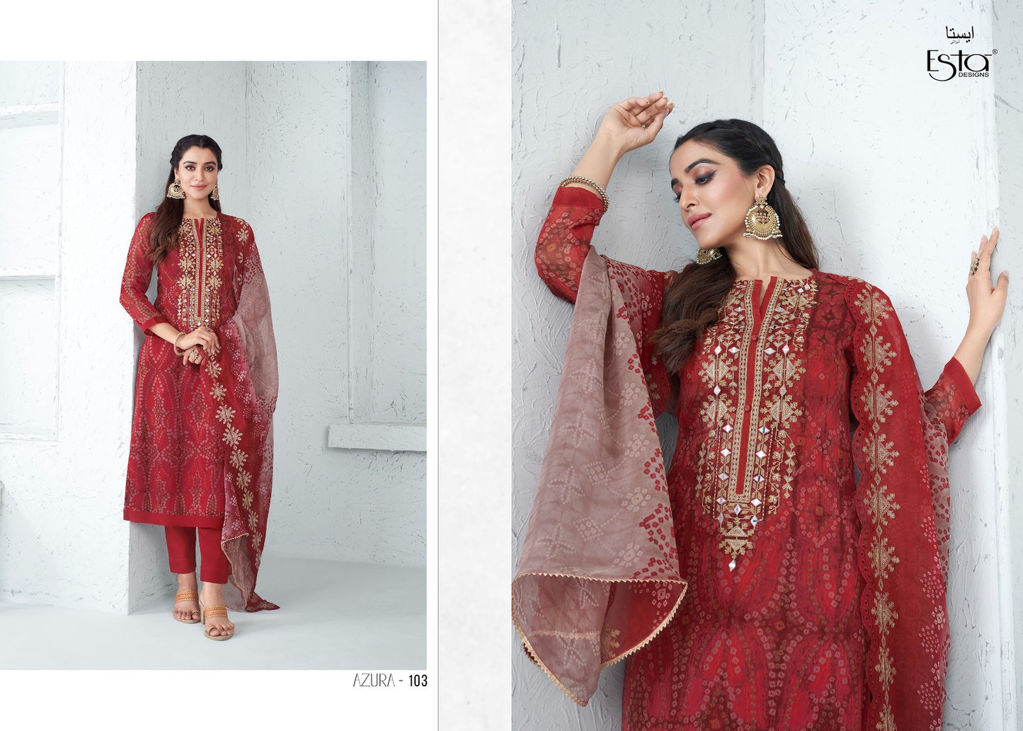 Azura Esta Sahiba Organza Pant Style Suits