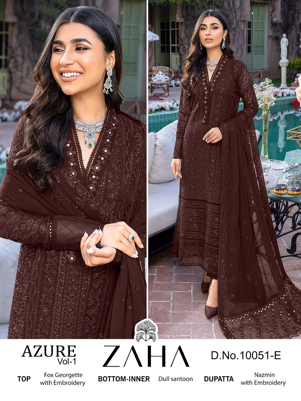 Azure-10051 Zaha Georgette Pakistani Salwar Suits