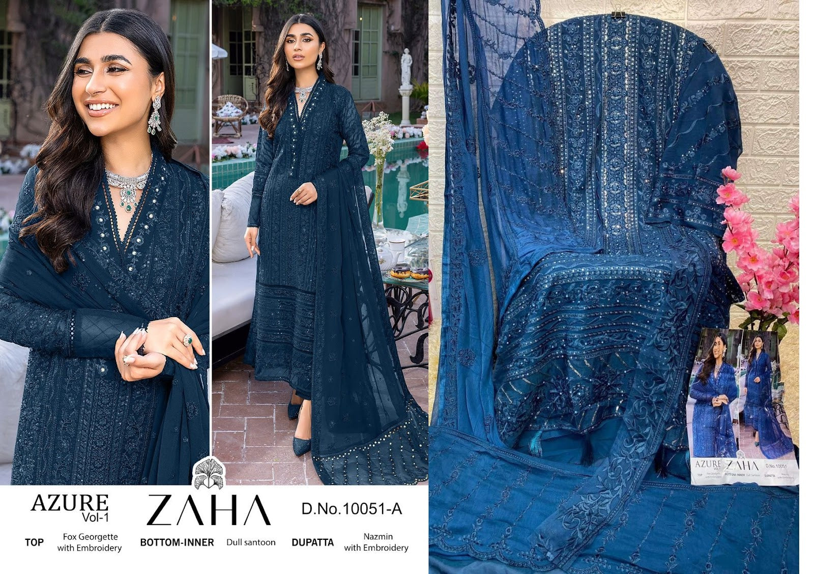 Azure-10051 Zaha Georgette Pakistani Salwar Suits