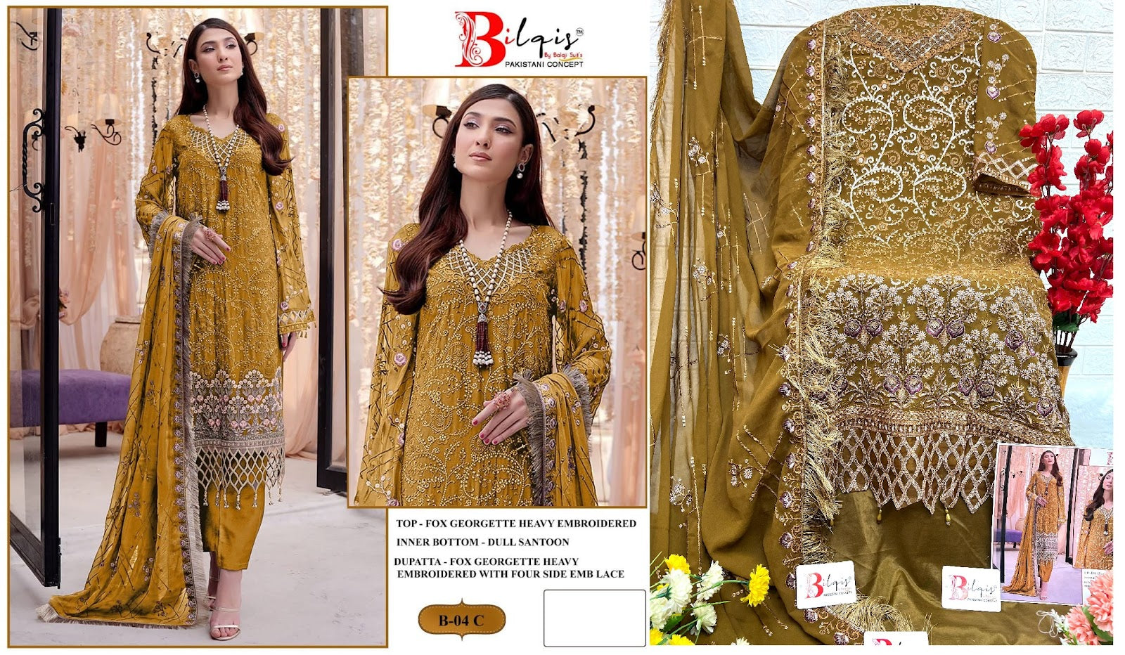 B-04 Bilqis Fox Georgette Pakistani Salwar Suits