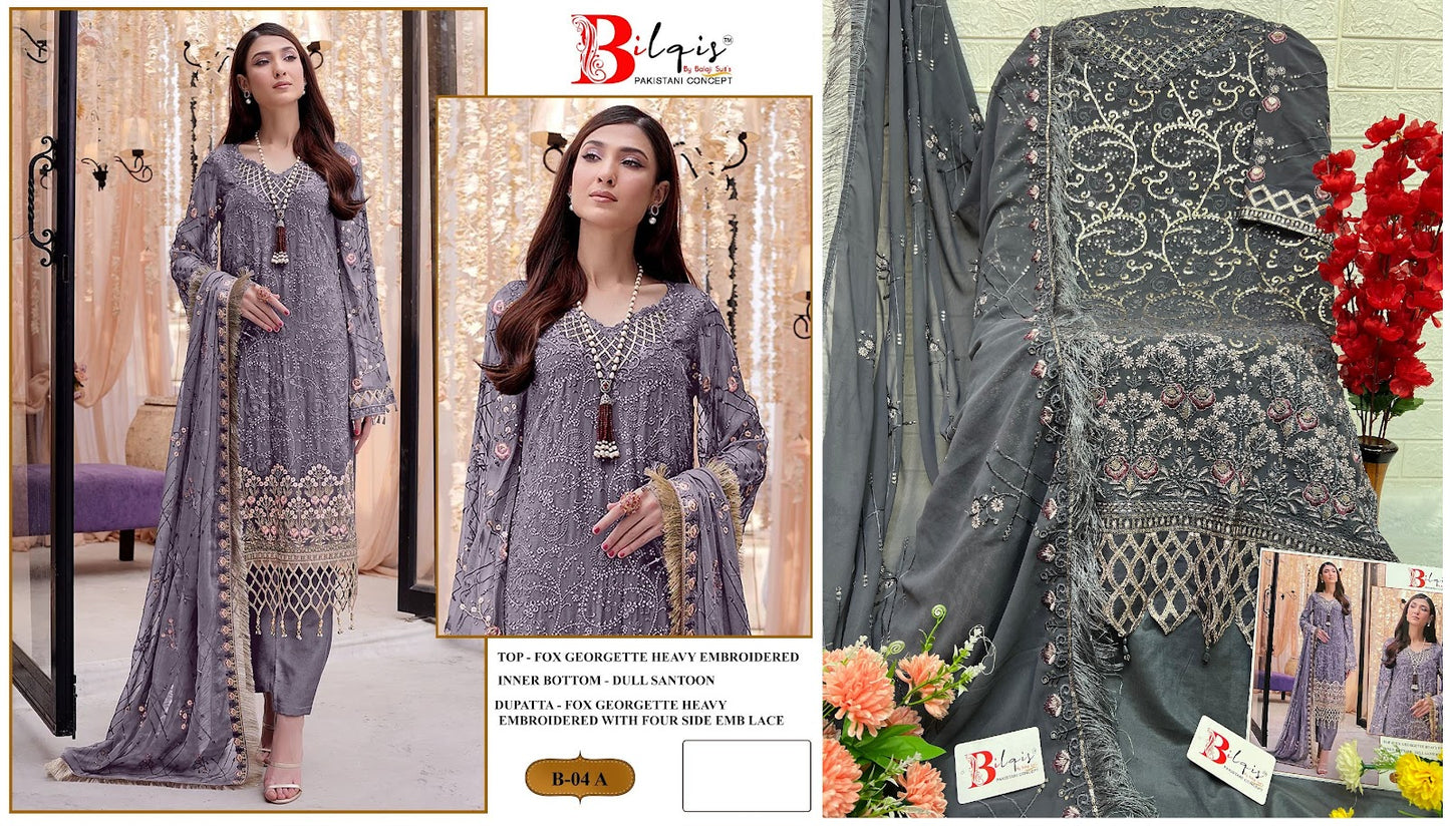 B-04 Bilqis Fox Georgette Pakistani Salwar Suits
