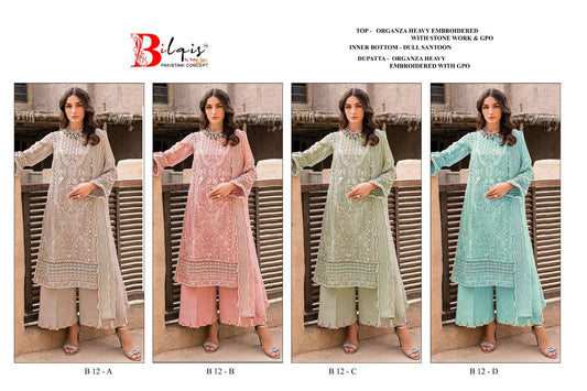B-12 Bilqis Organza Pakistani Salwar Suits