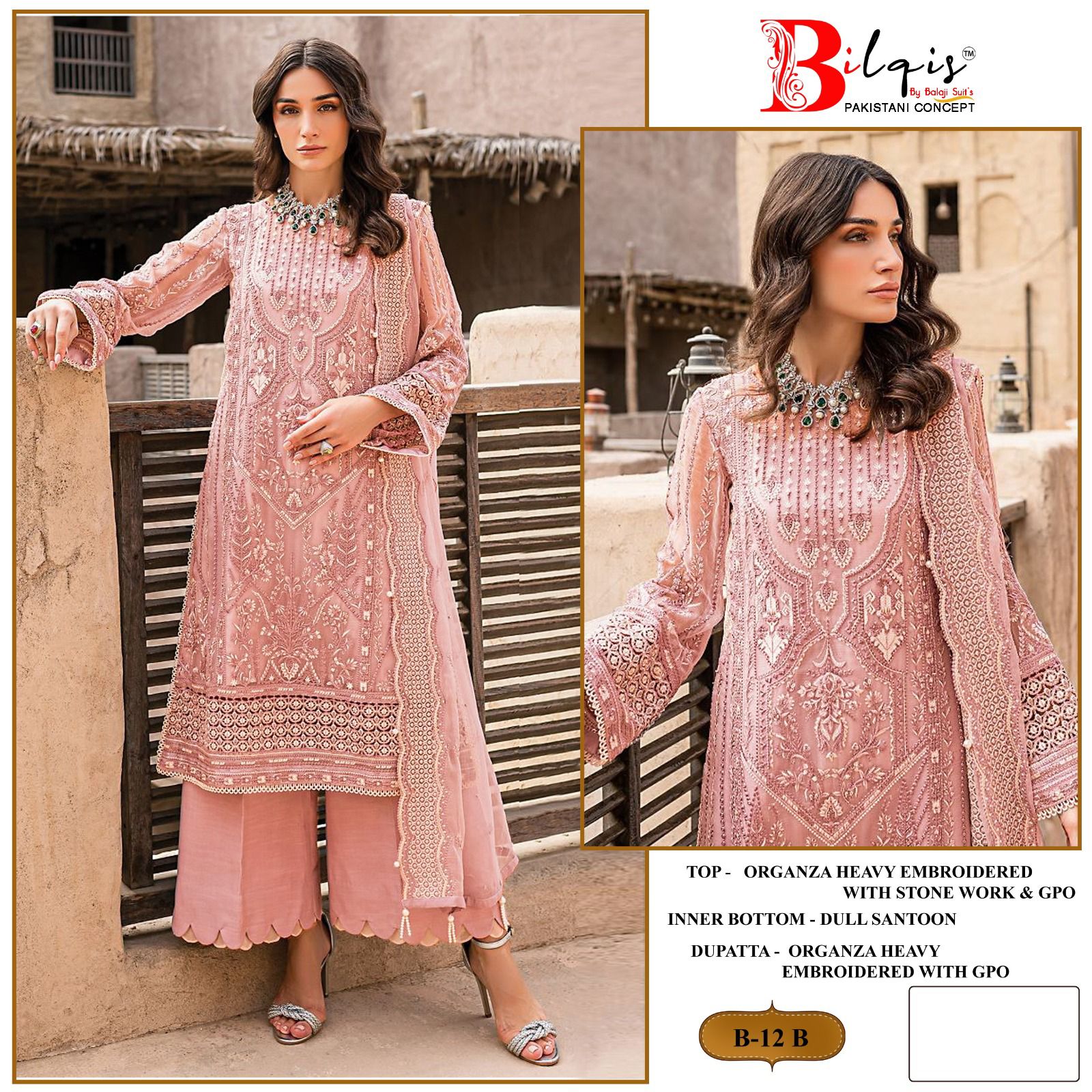 B-12 Bilqis Organza Pakistani Salwar Suits