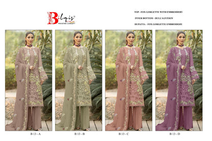 B-13 Bilqis Fox Georgette Pakistani Salwar Suits
