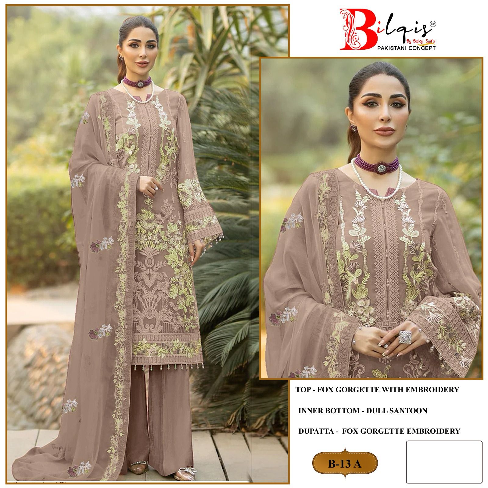B-13 Bilqis Fox Georgette Pakistani Salwar Suits