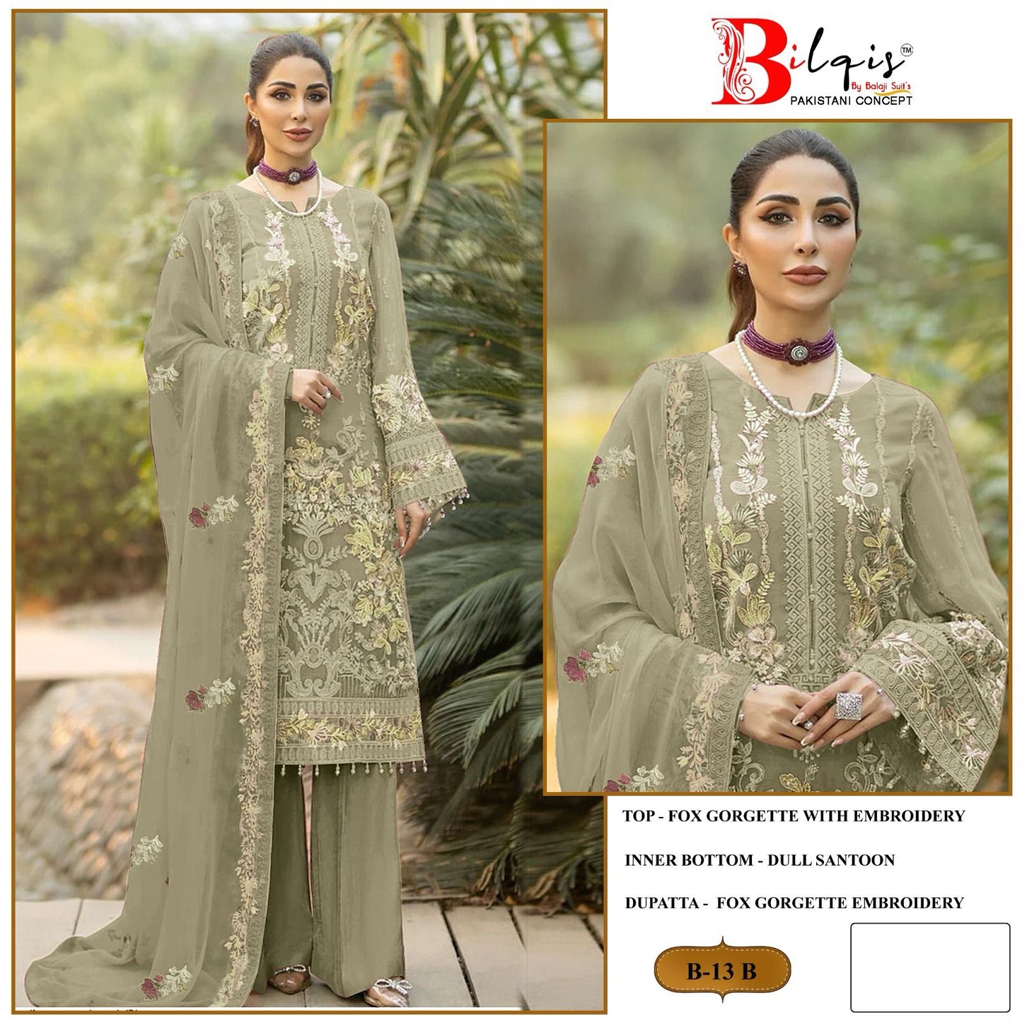 B-13 Bilqis Fox Georgette Pakistani Salwar Suits
