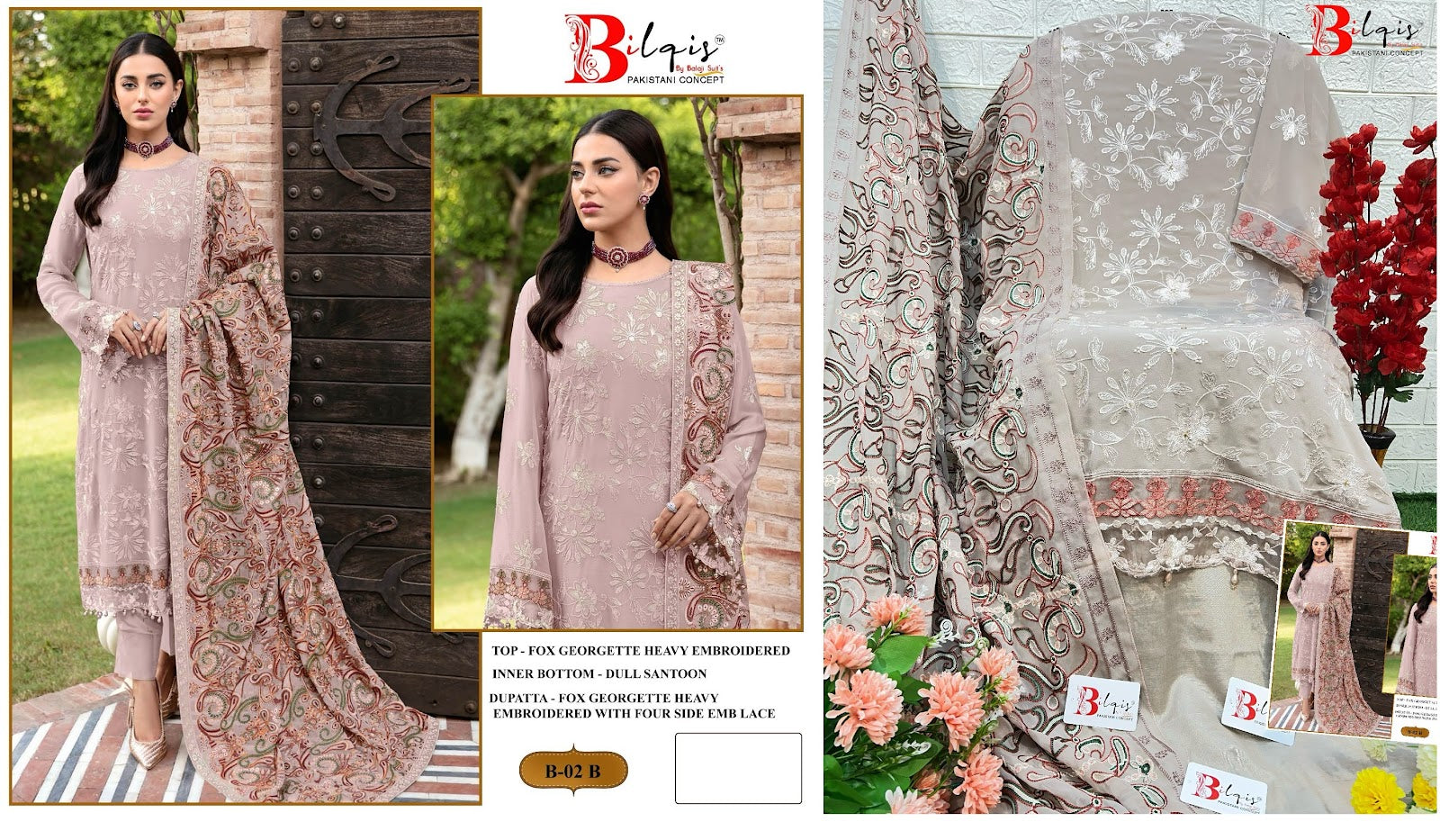 B-2 Bilqis Fox Georgette Pakistani Salwar Suits