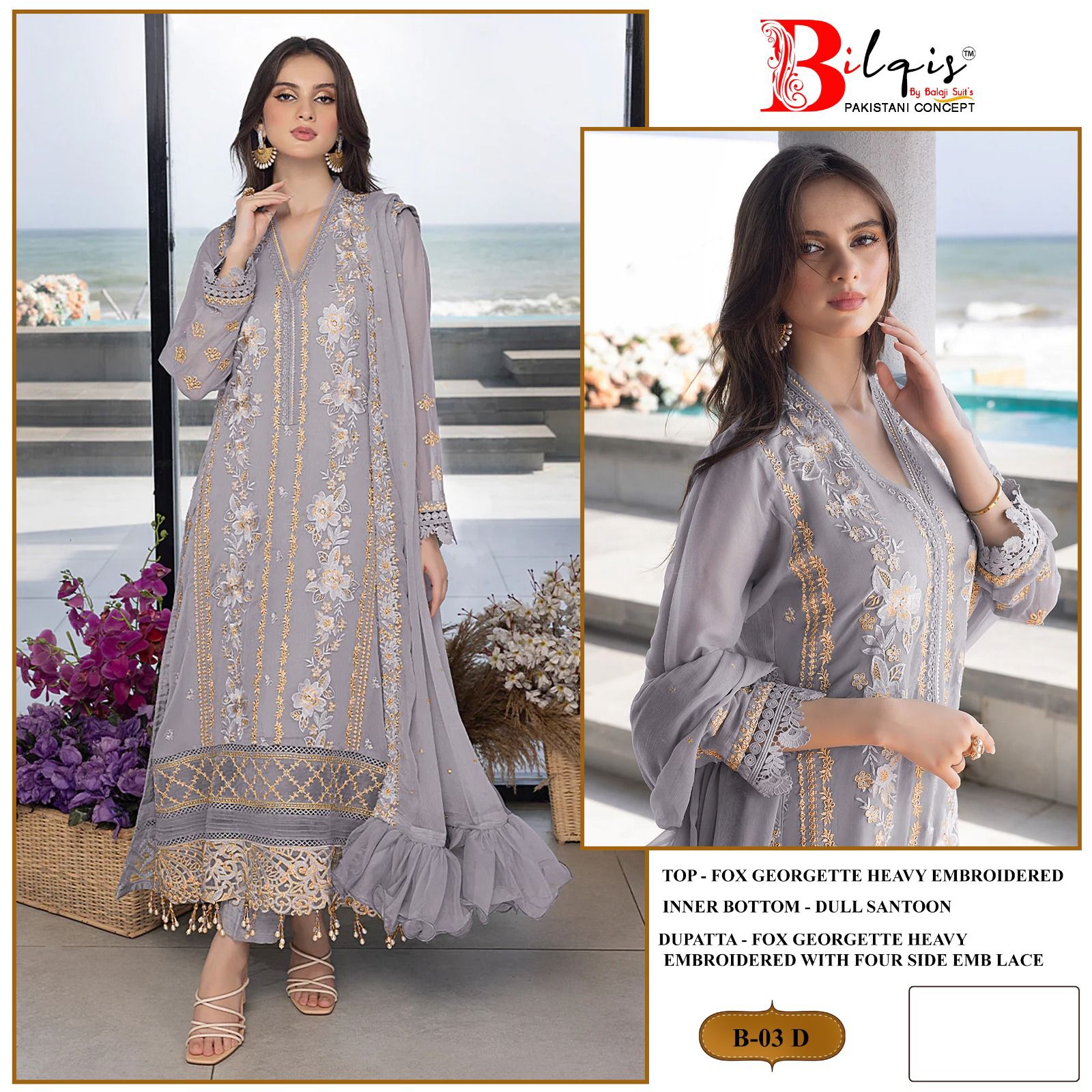 B3-Abcd Bilqis Fox Georgette Pakistani Salwar Suits