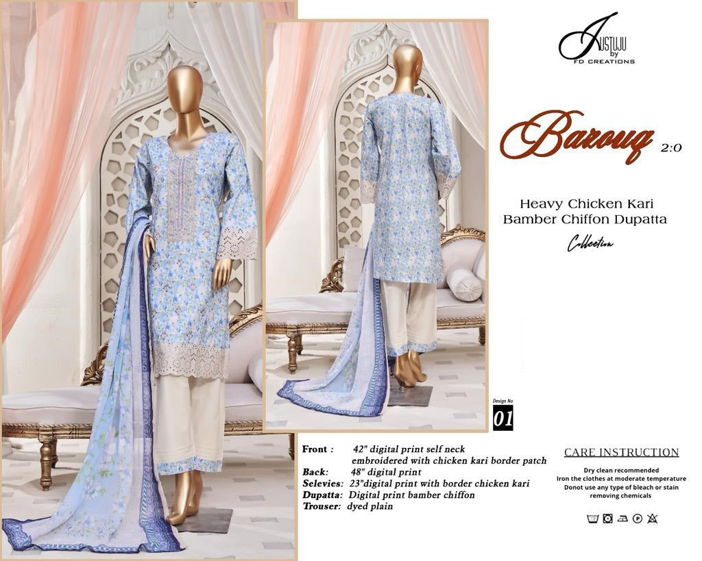Ba Zouq 2.0-2024 Justuju Lawn Original Pakistani Suits