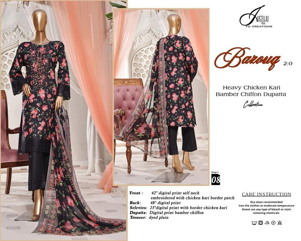 Ba Zouq 2.0-2024 Justuju Lawn Original Pakistani Suits