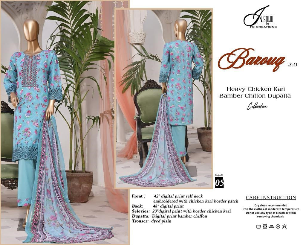 Ba Zouq 2.0-2024 Justuju Lawn Original Pakistani Suits