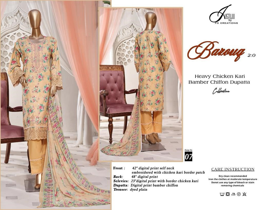 Ba Zouq 2.0-2024 Justuju Lawn Original Pakistani Suits