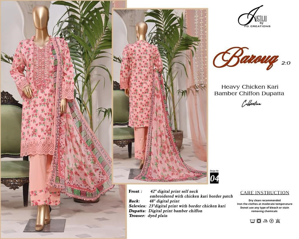 Ba Zouq 2.0-2024 Justuju Lawn Original Pakistani Suits