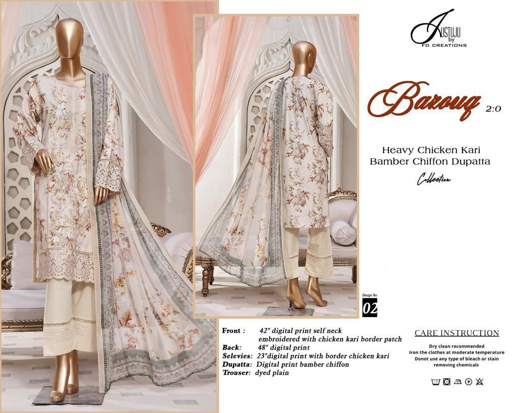 Ba Zouq 2.0-2024 Justuju Lawn Original Pakistani Suits