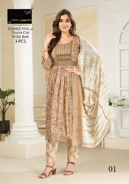 Babes Vol 2 With Belt Manjeera Readymade Pant Style Suits