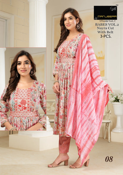 Babes Vol 2 With Belt Manjeera Readymade Pant Style Suits