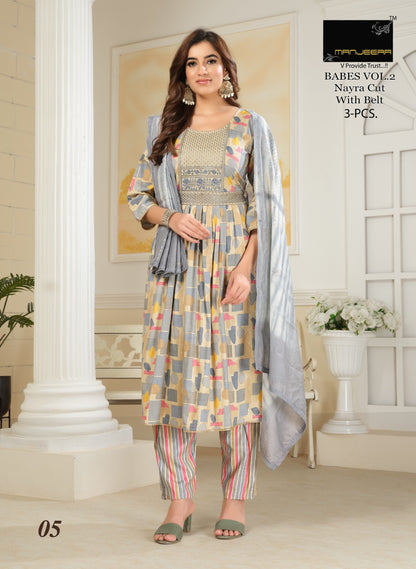 Babes Vol 2 With Belt Manjeera Readymade Pant Style Suits