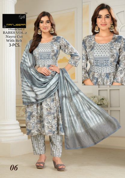 Babes Vol 2 With Belt Manjeera Readymade Pant Style Suits