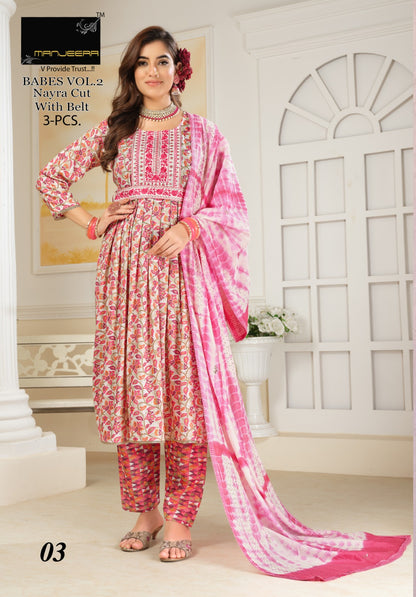 Babes Vol 2 With Belt Manjeera Readymade Pant Style Suits