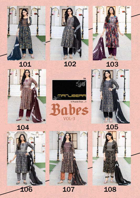 Babes Vol 3 With Belt Manjeera Modal Readymade Pant Style Suits