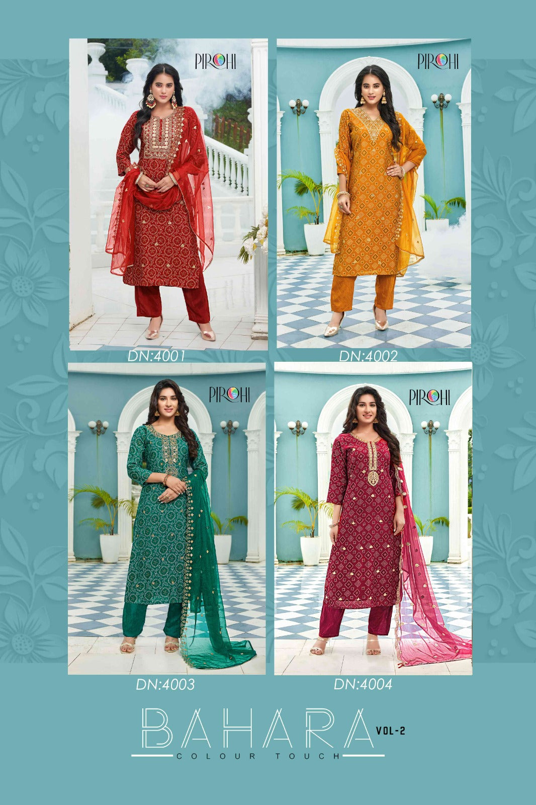 Bahara Vol 2 Pirohi Muslin Readymade Pant Style Suits