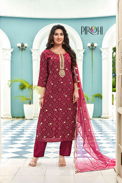 Bahara Vol 2 Pirohi Muslin Readymade Pant Style Suits