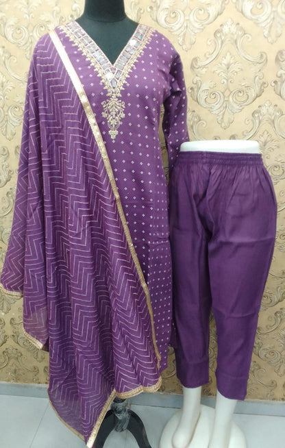 Bandhani-0502 Kaso Roman Silk Readymade Pant Style Suits