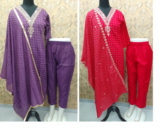 Bandhani-0502 Kaso Roman Silk Readymade Pant Style Suits