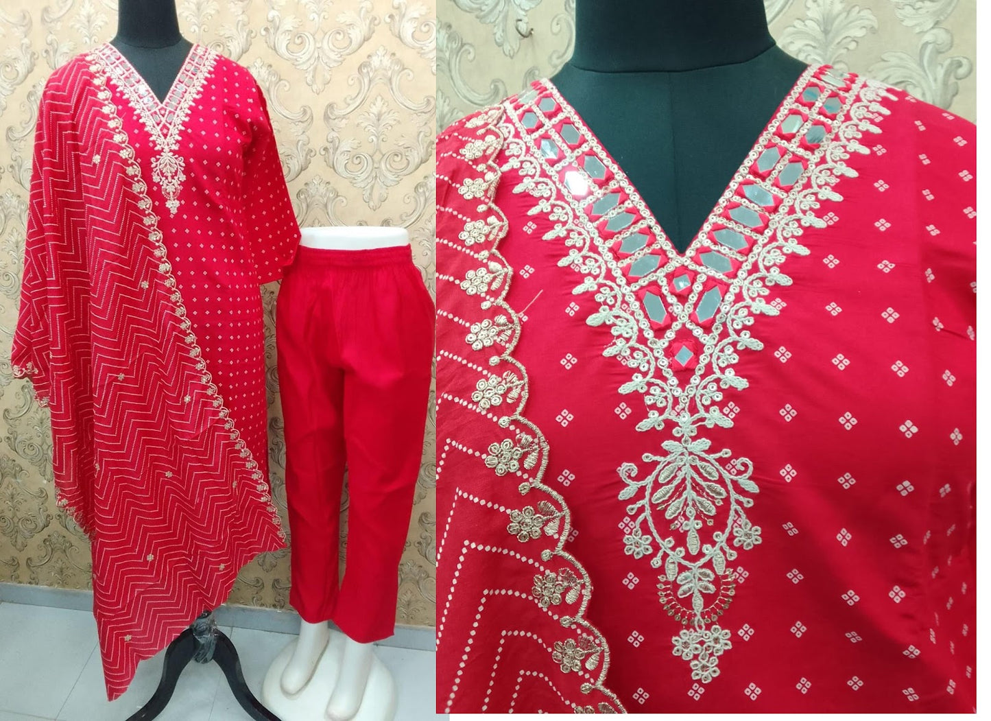 Bandhani-0502 Kaso Roman Silk Readymade Pant Style Suits