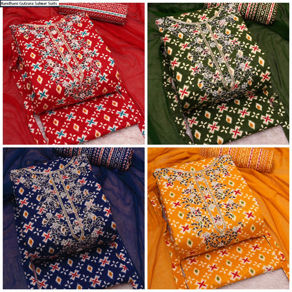 Bandhani Gulzara Cotton Salwar Suits