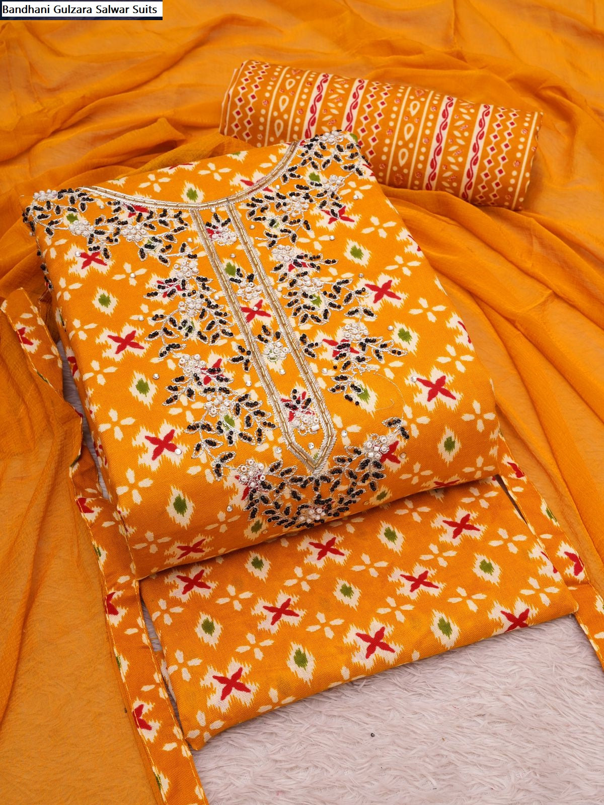Bandhani Gulzara Cotton Salwar Suits