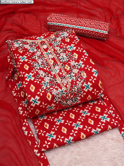 Bandhani Gulzara Cotton Salwar Suits