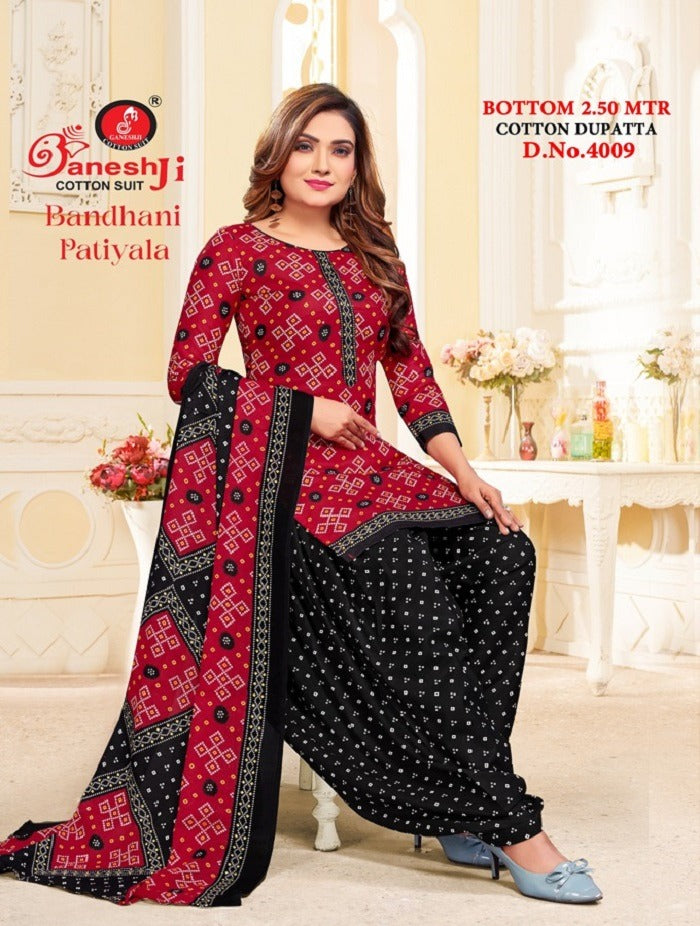 Bandhani Patiyala Vol 4 Ganeshji Cotton Dress Material