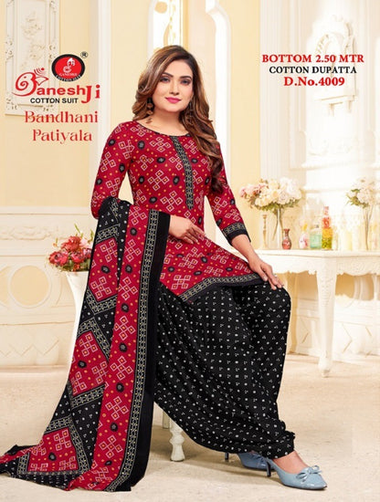 Bandhani Patiyala Vol 4 Ganeshji Cotton Dress Material