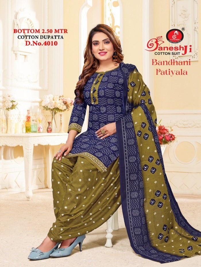 Bandhani Patiyala Vol 4 Ganeshji Cotton Dress Material