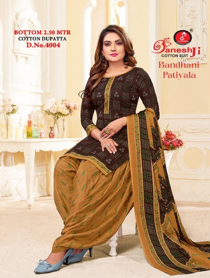 Bandhani Patiyala Vol 4 Ganeshji Cotton Dress Material