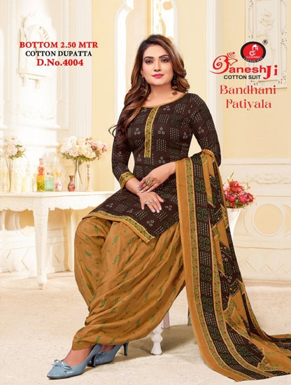 Bandhani Patiyala Vol 4 Ganeshji Cotton Dress Material