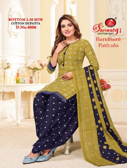 Bandhani Patiyala Vol 4 Ganeshji Cotton Dress Material