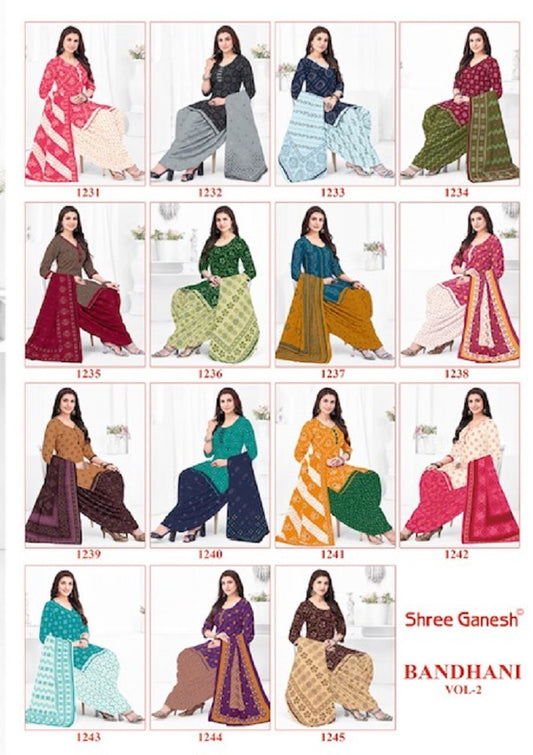 Bandhani Vol 2 Patiyala Special Shree Ganesh Cotton Dress Material